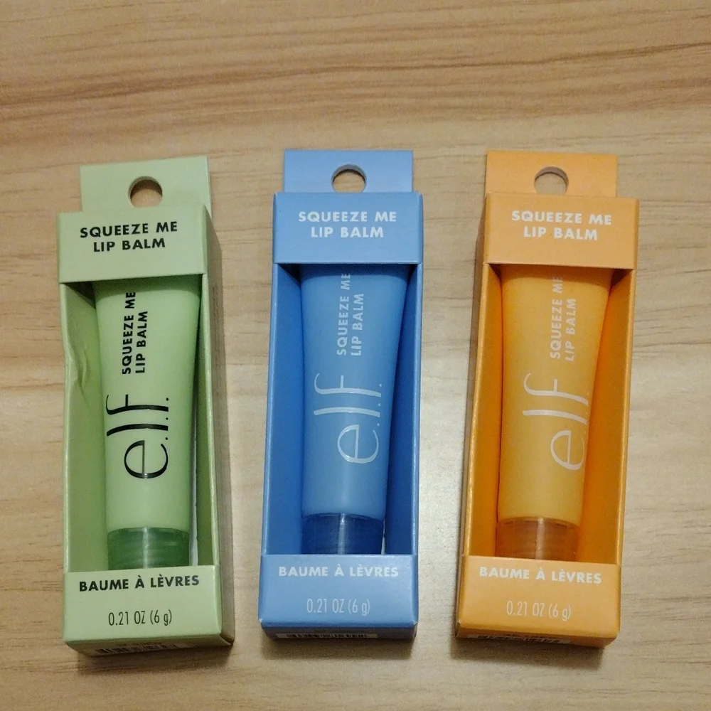 e.l.f. Squeeze Me Lip Balm Trio Honeydew, Blueberry, Peach✨🆕
